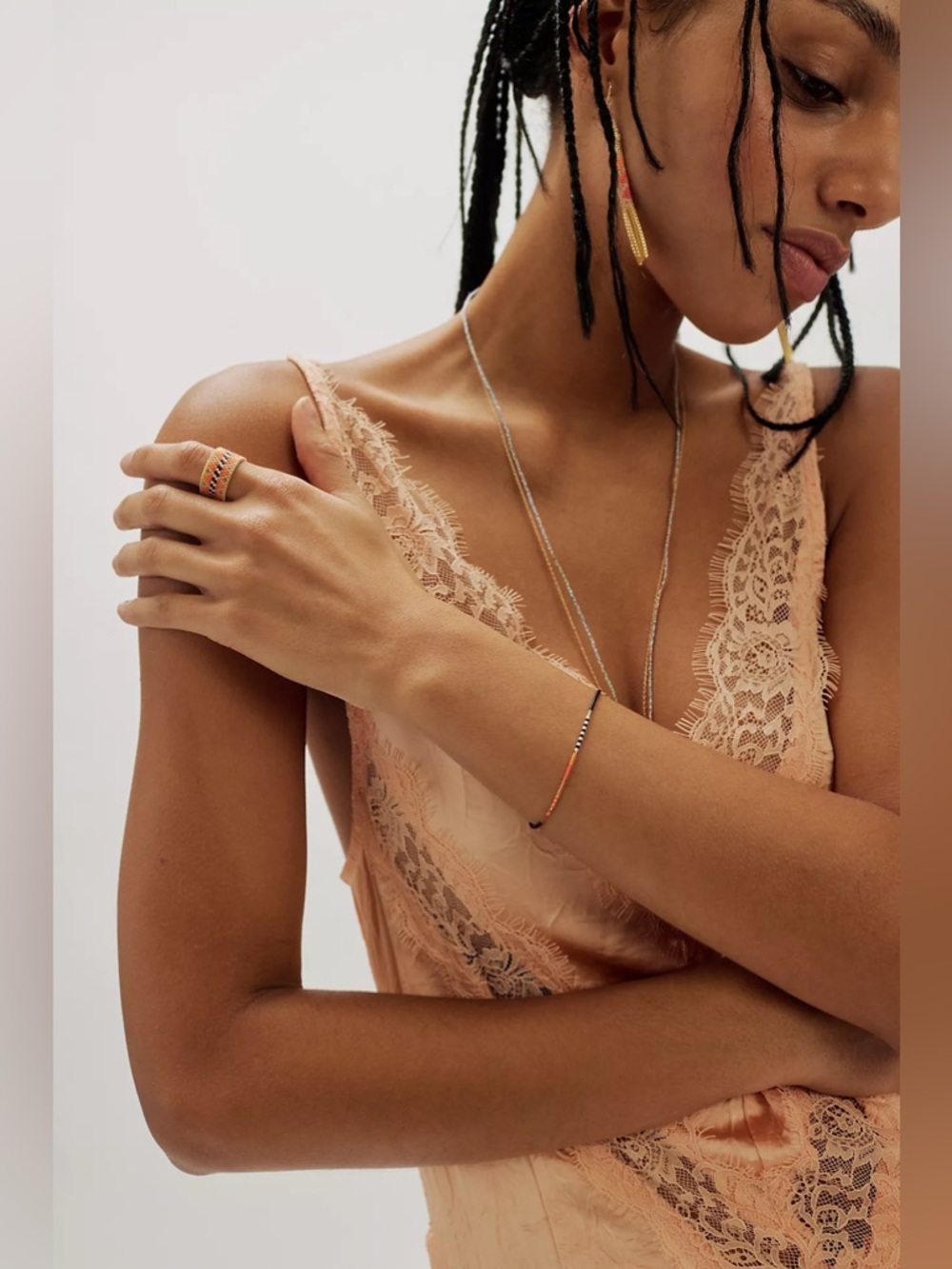 Free People Formal Salmon Orange Lace Slip Maxi Dress Open Back Wedding guest - Picture 11 of 15